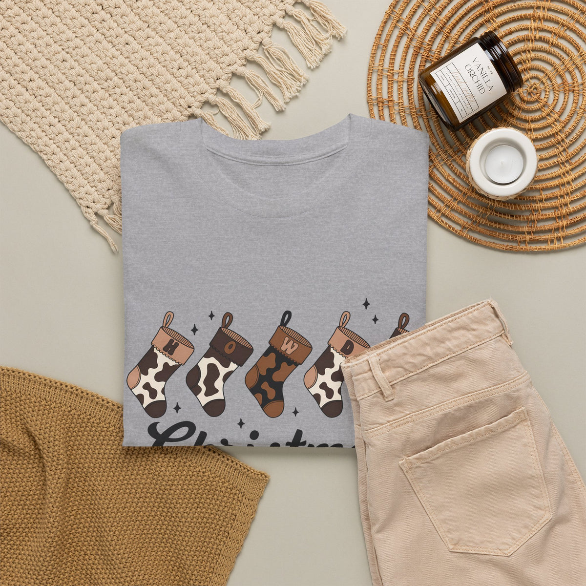 Cowhide Stocking Christmas Tee