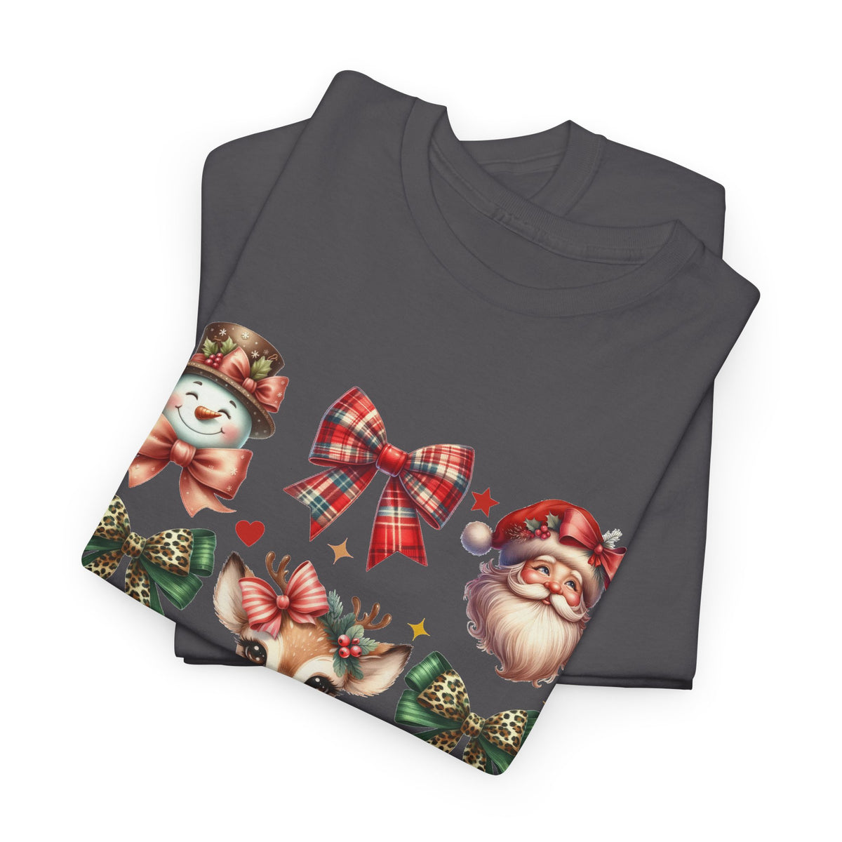 Christmas Characters and Bows Holiday T-Shirt