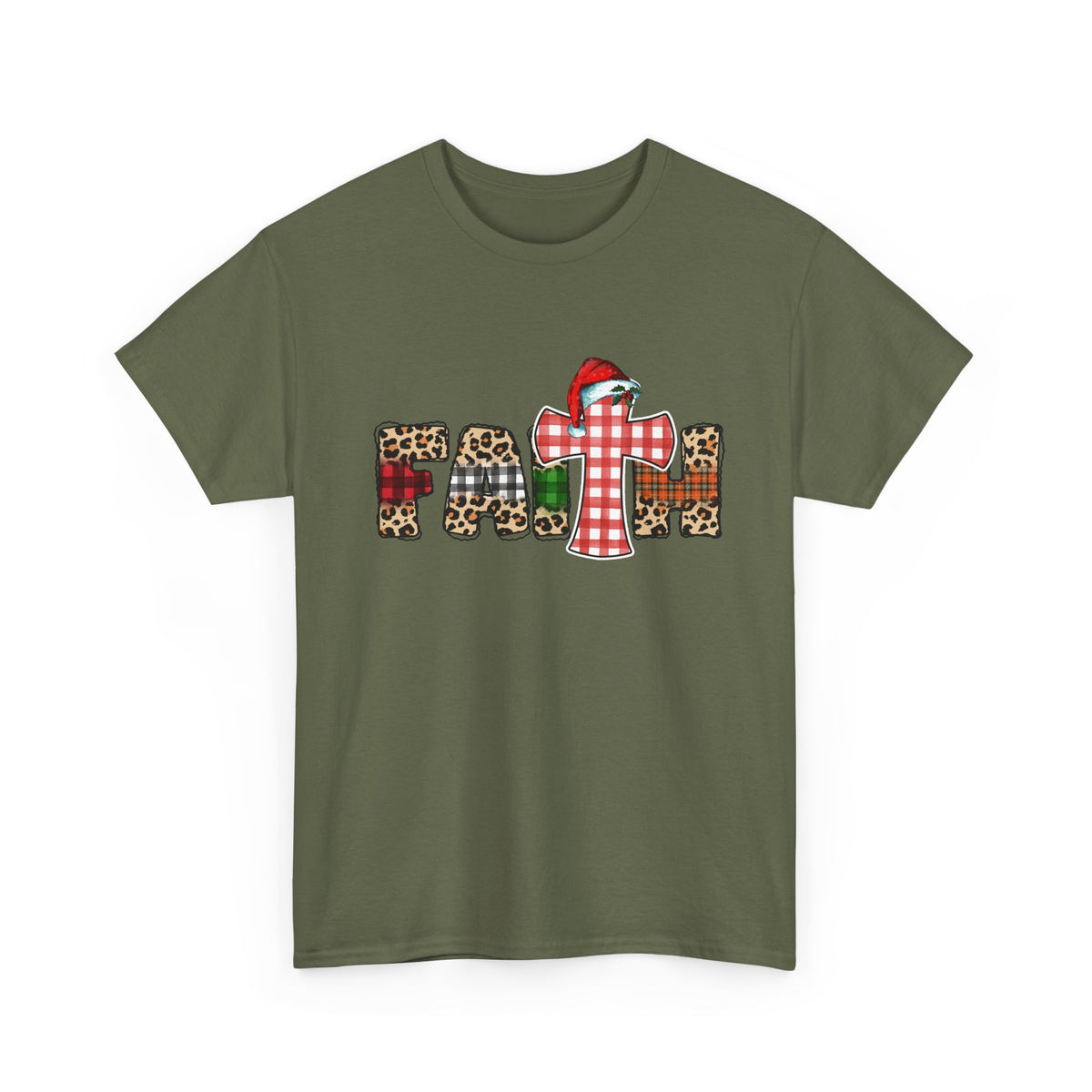 Mama Graphic Tee — Leopard & Buffalo Plaid Christmas Cross Shirt