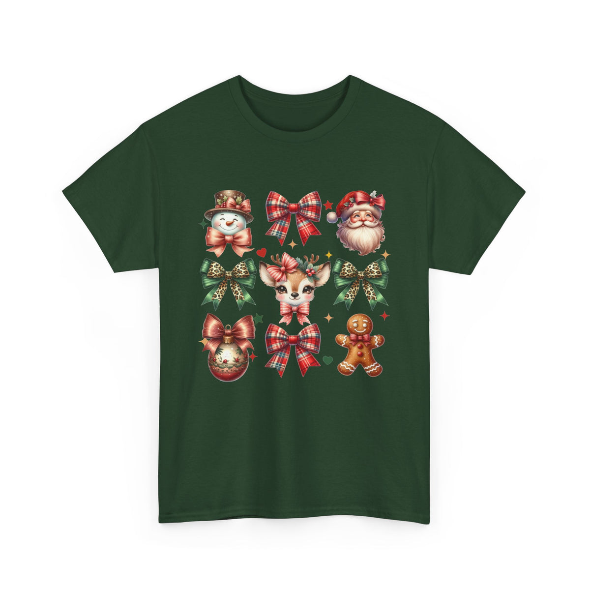 Christmas Characters and Bows Holiday T-Shirt