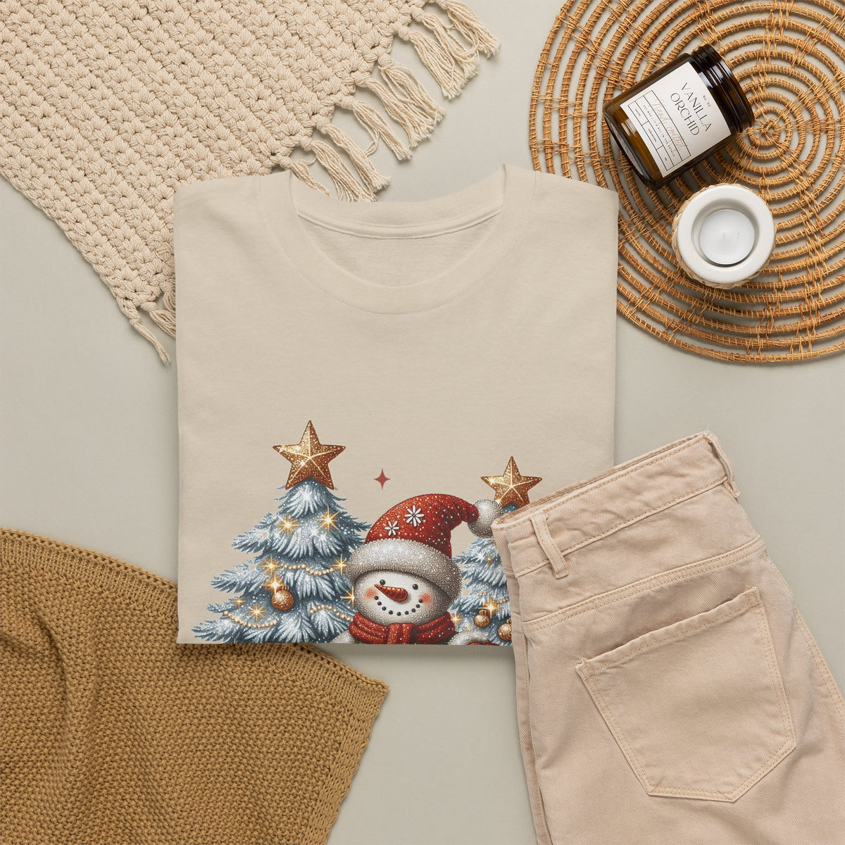 Merry and Bright Christmas Snowman T-Shirt
