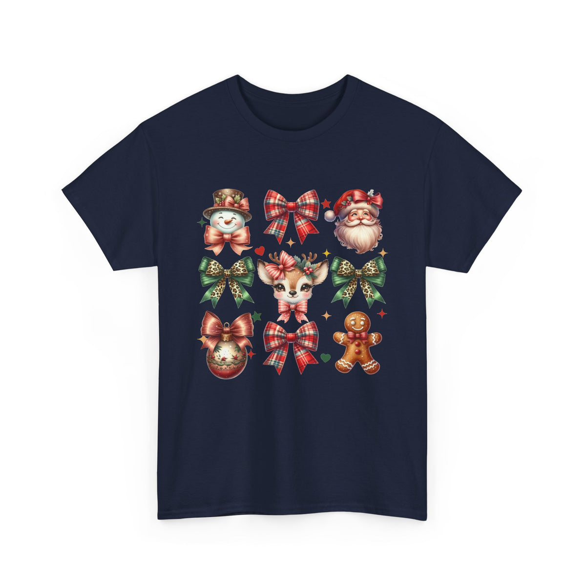 Christmas Characters and Bows Holiday T-Shirt