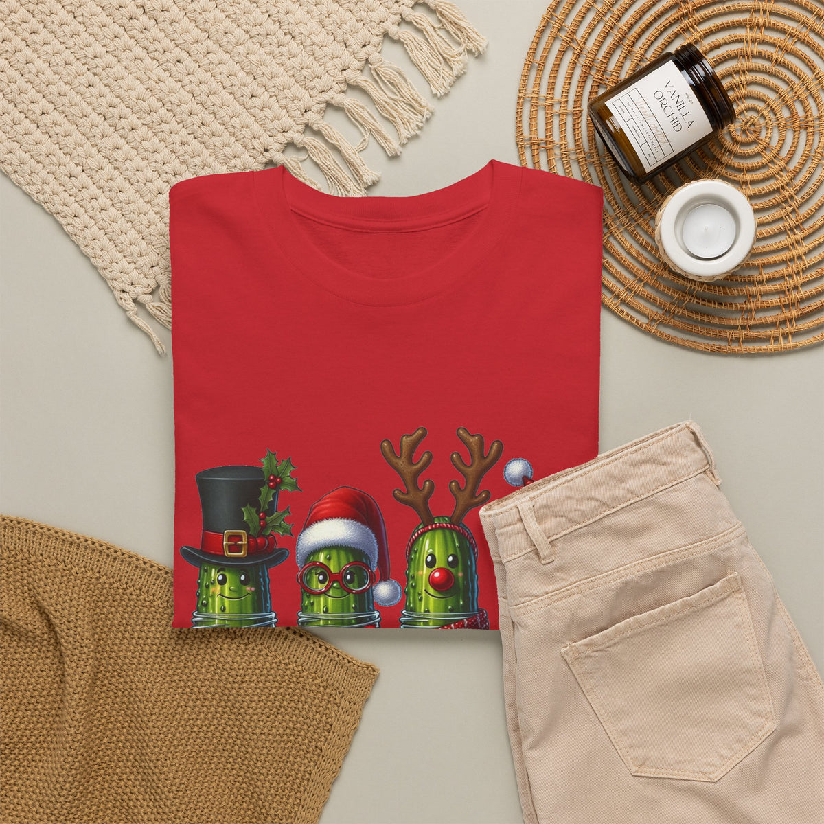 Christmas Pickle Family T-Shirt — Festive Ornament Lights Holiday Tee