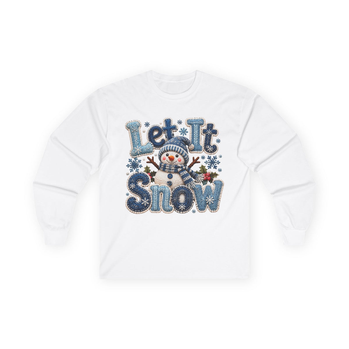 Let It Snow Snowman Christmas Long Sleeve Tee