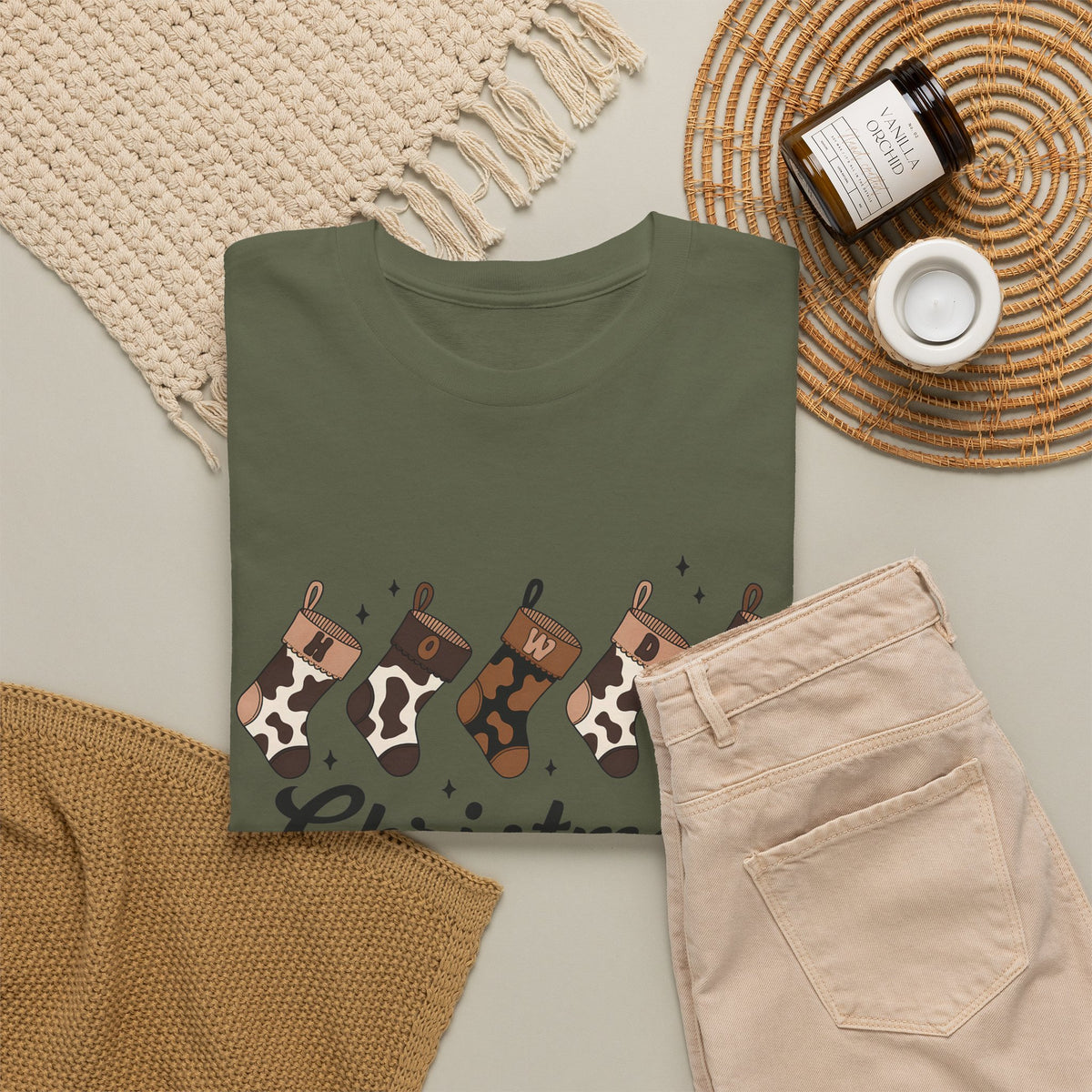 Cowhide Stocking Christmas Tee