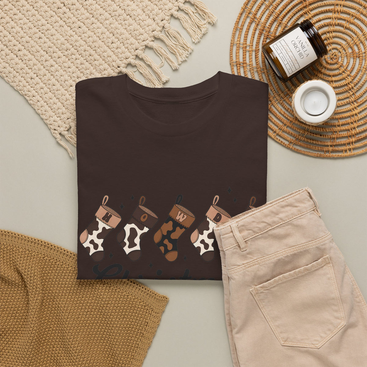 Cowhide Stocking Christmas Tee