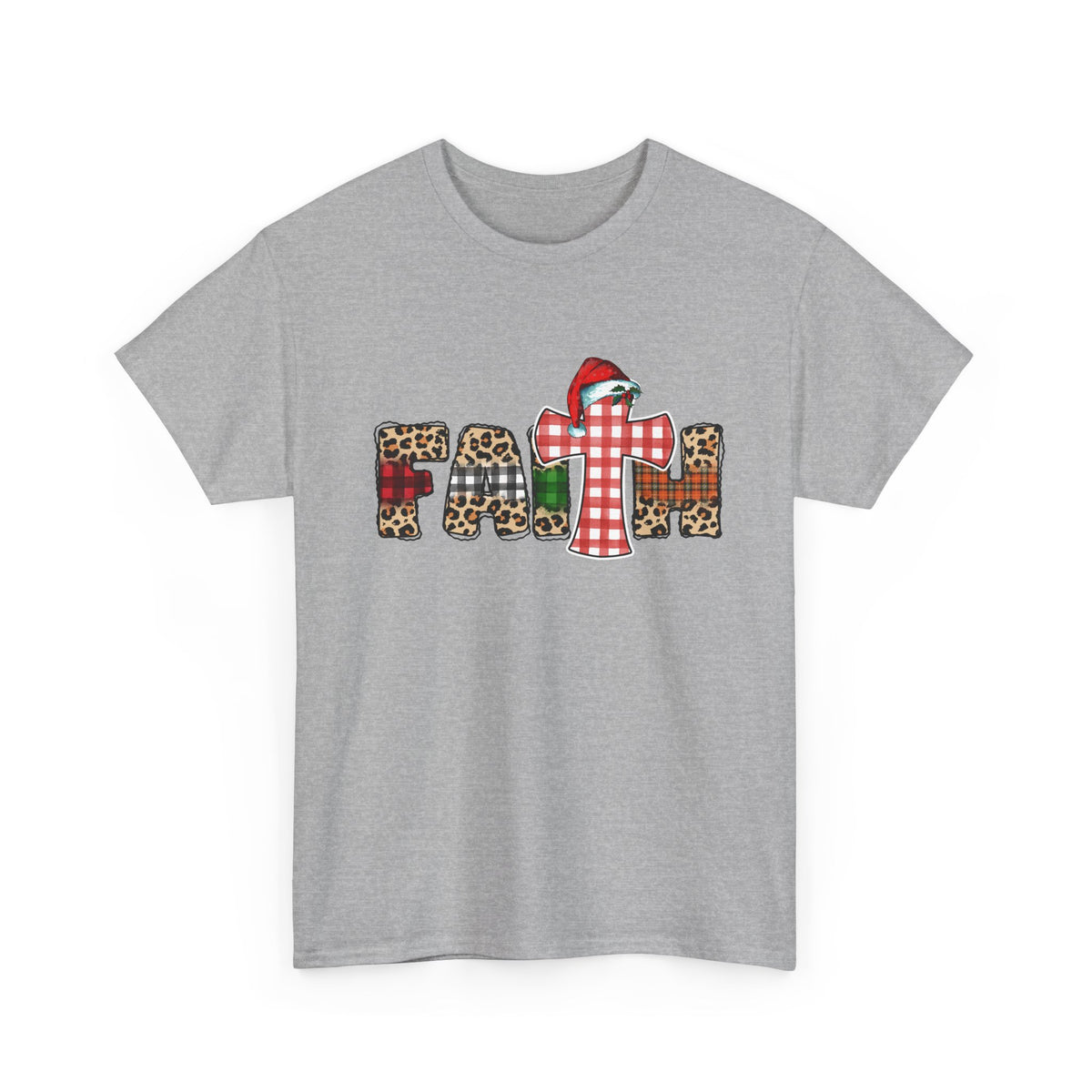 Mama Graphic Tee — Leopard & Buffalo Plaid Christmas Cross Shirt