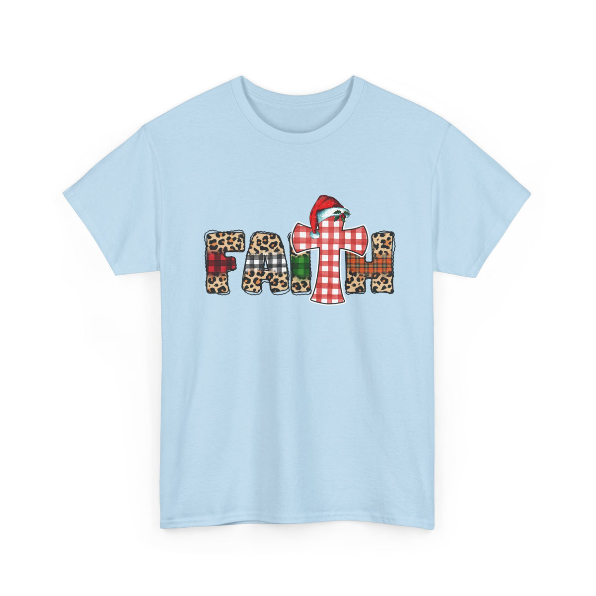 Mama Graphic Tee — Leopard & Buffalo Plaid Christmas Cross Shirt