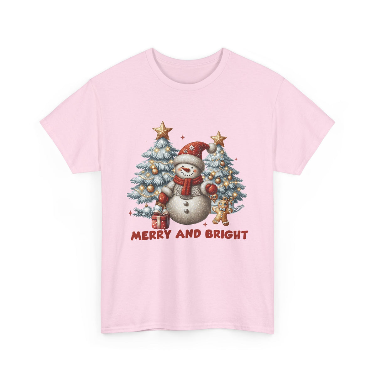 Merry and Bright Christmas Snowman T-Shirt