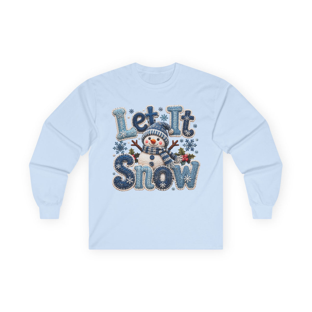 Let It Snow Snowman Christmas Long Sleeve Tee