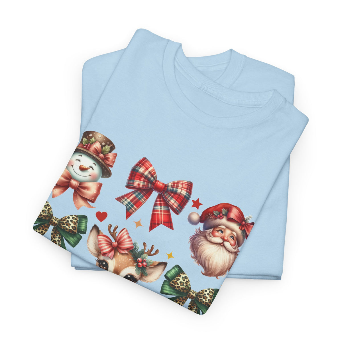 Christmas Characters and Bows Holiday T-Shirt