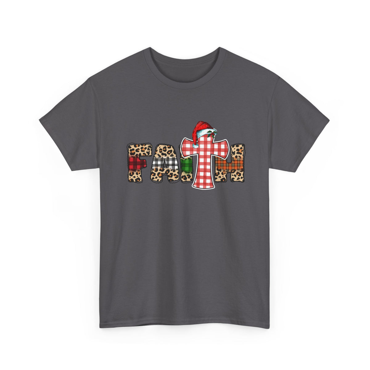 Mama Graphic Tee — Leopard & Buffalo Plaid Christmas Cross Shirt