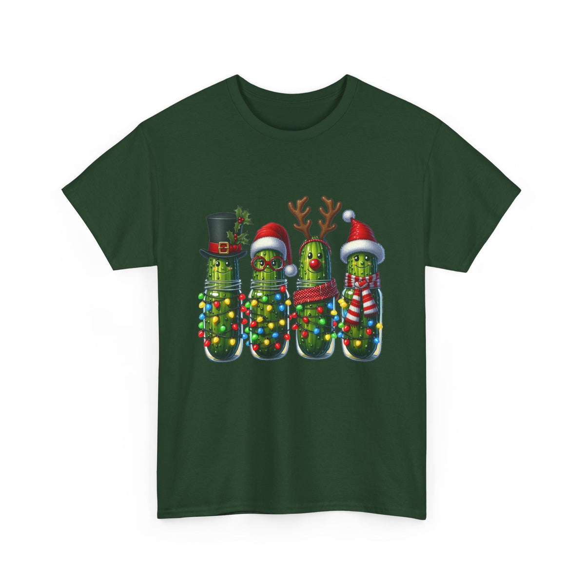 Christmas Pickle Family T-Shirt — Festive Ornament Lights Holiday Tee