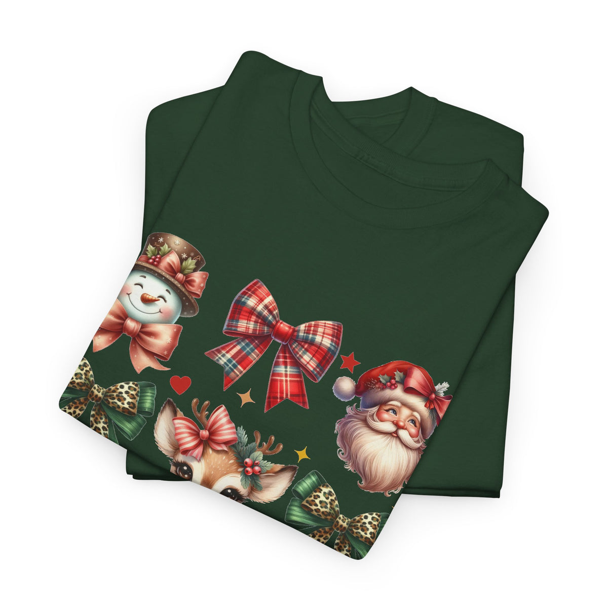 Christmas Characters and Bows Holiday T-Shirt