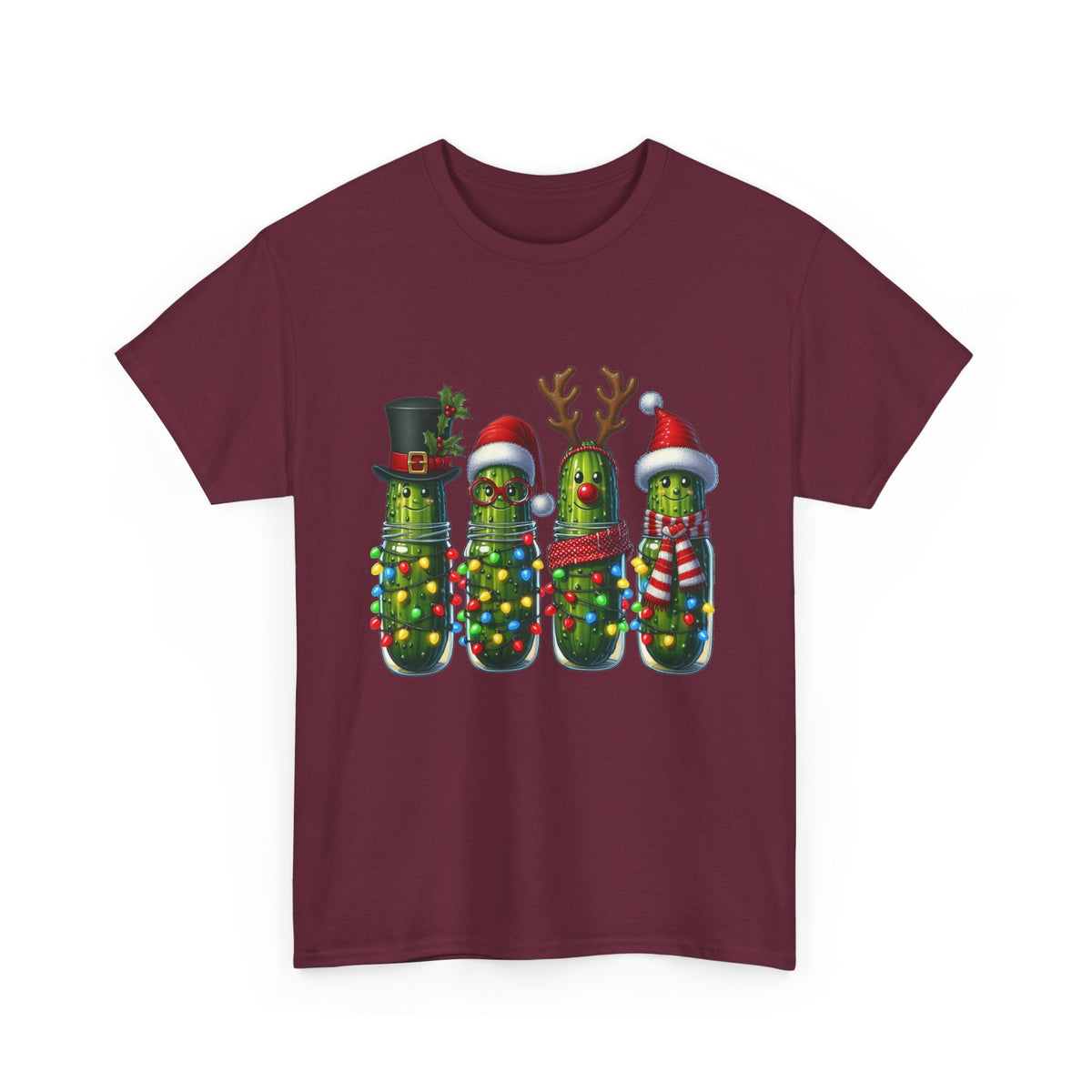 Christmas Pickle Family T-Shirt — Festive Ornament Lights Holiday Tee