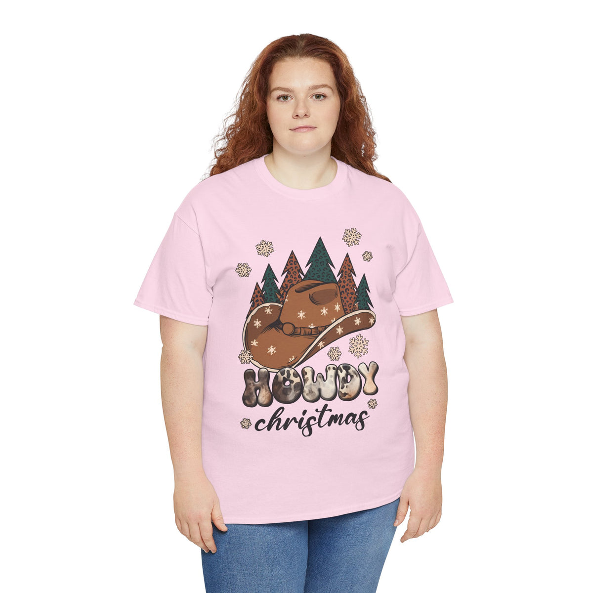 Howdy Christmas T‑Shirt — Cowboy Hat & Pine Trees Holiday Tee