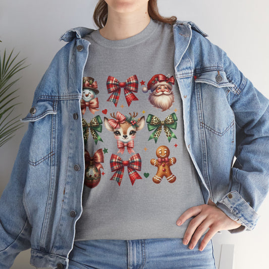 Christmas Characters and Bows Holiday T-Shirt