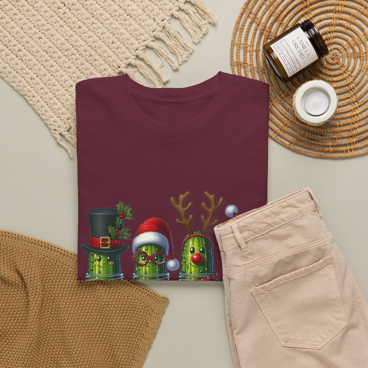 Christmas Pickle Family T-Shirt — Festive Ornament Lights Holiday Tee