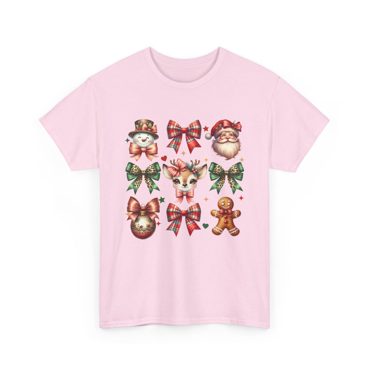 Christmas Characters and Bows Holiday T-Shirt