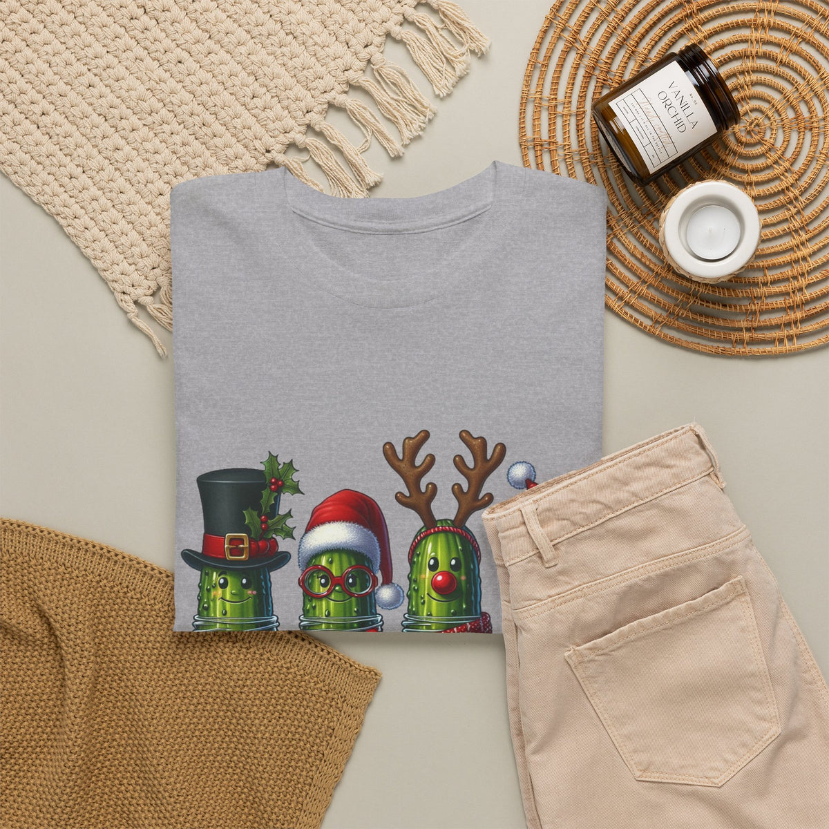 Christmas Pickle Family T-Shirt — Festive Ornament Lights Holiday Tee
