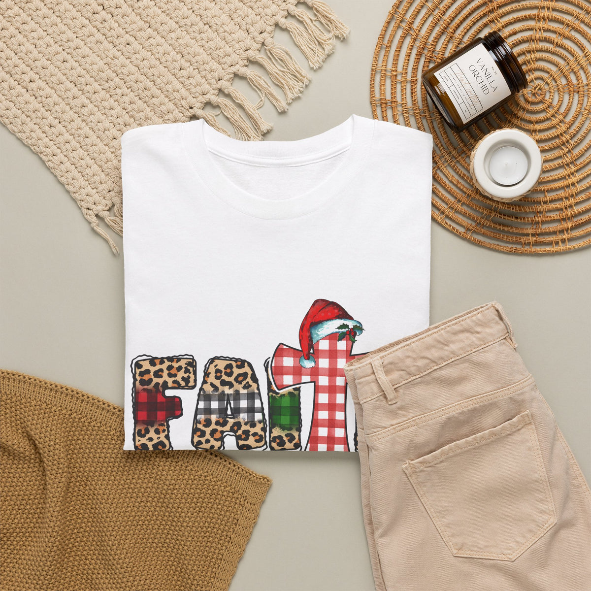 Mama Graphic Tee — Leopard & Buffalo Plaid Christmas Cross Shirt