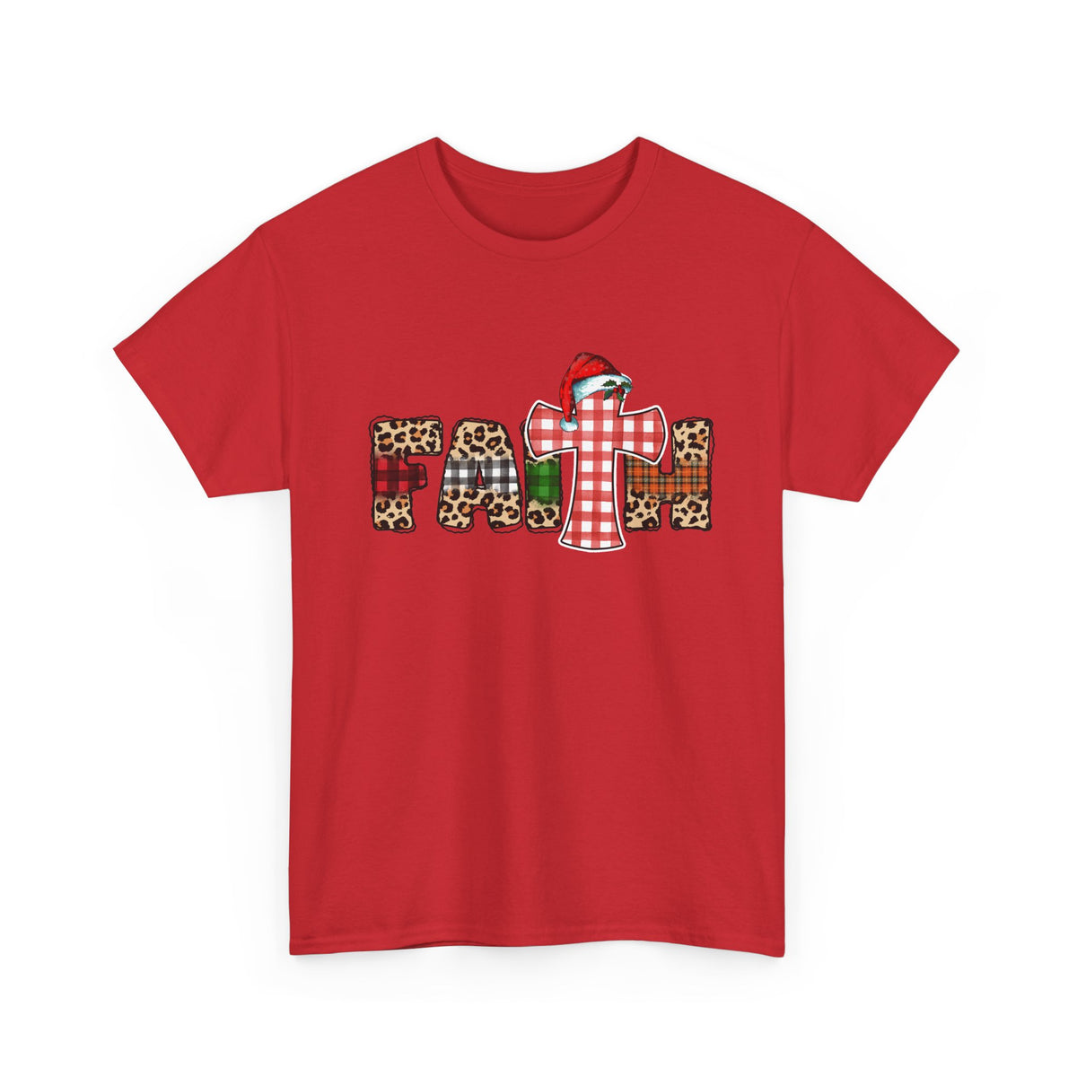 Mama Graphic Tee — Leopard & Buffalo Plaid Christmas Cross Shirt