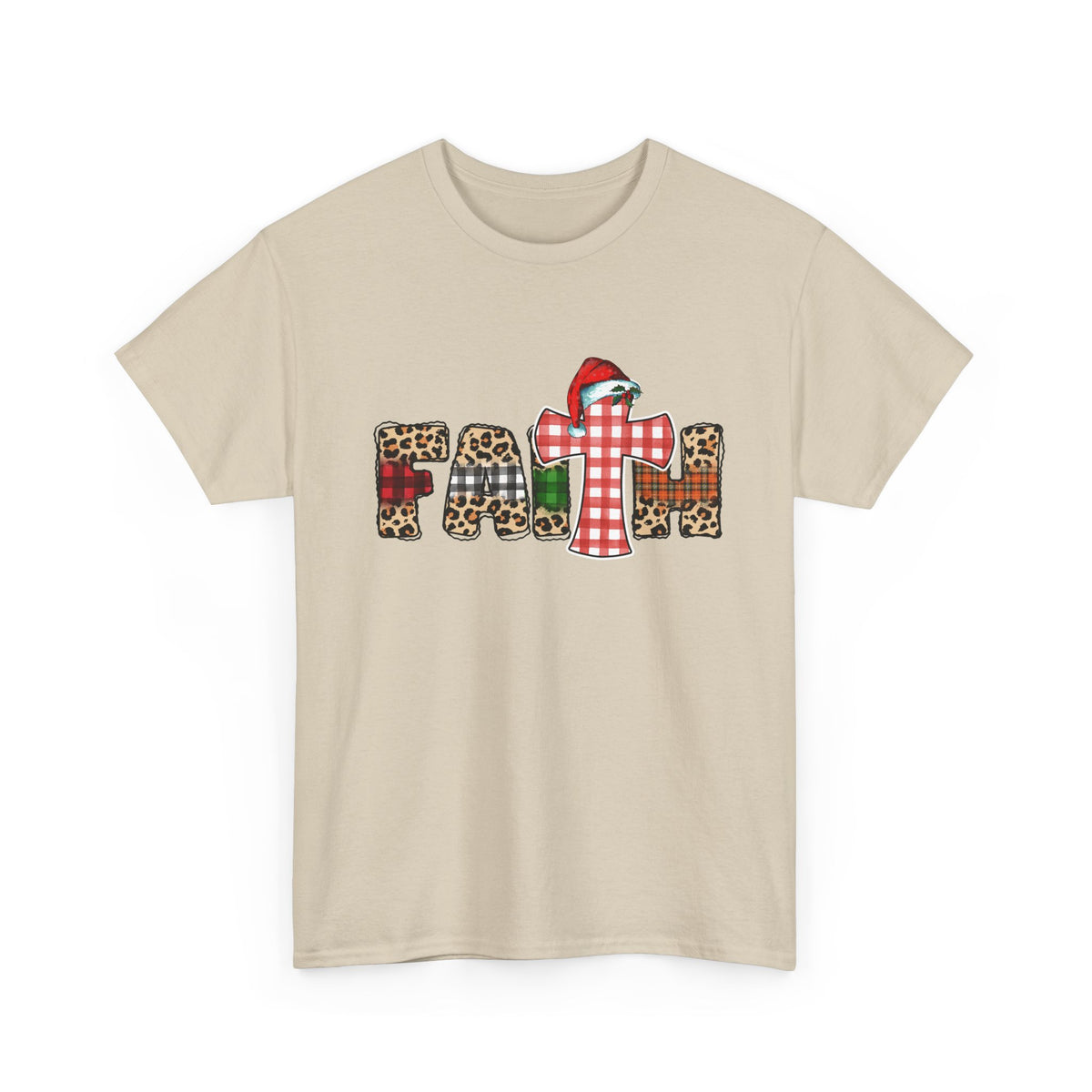 Mama Graphic Tee — Leopard & Buffalo Plaid Christmas Cross Shirt