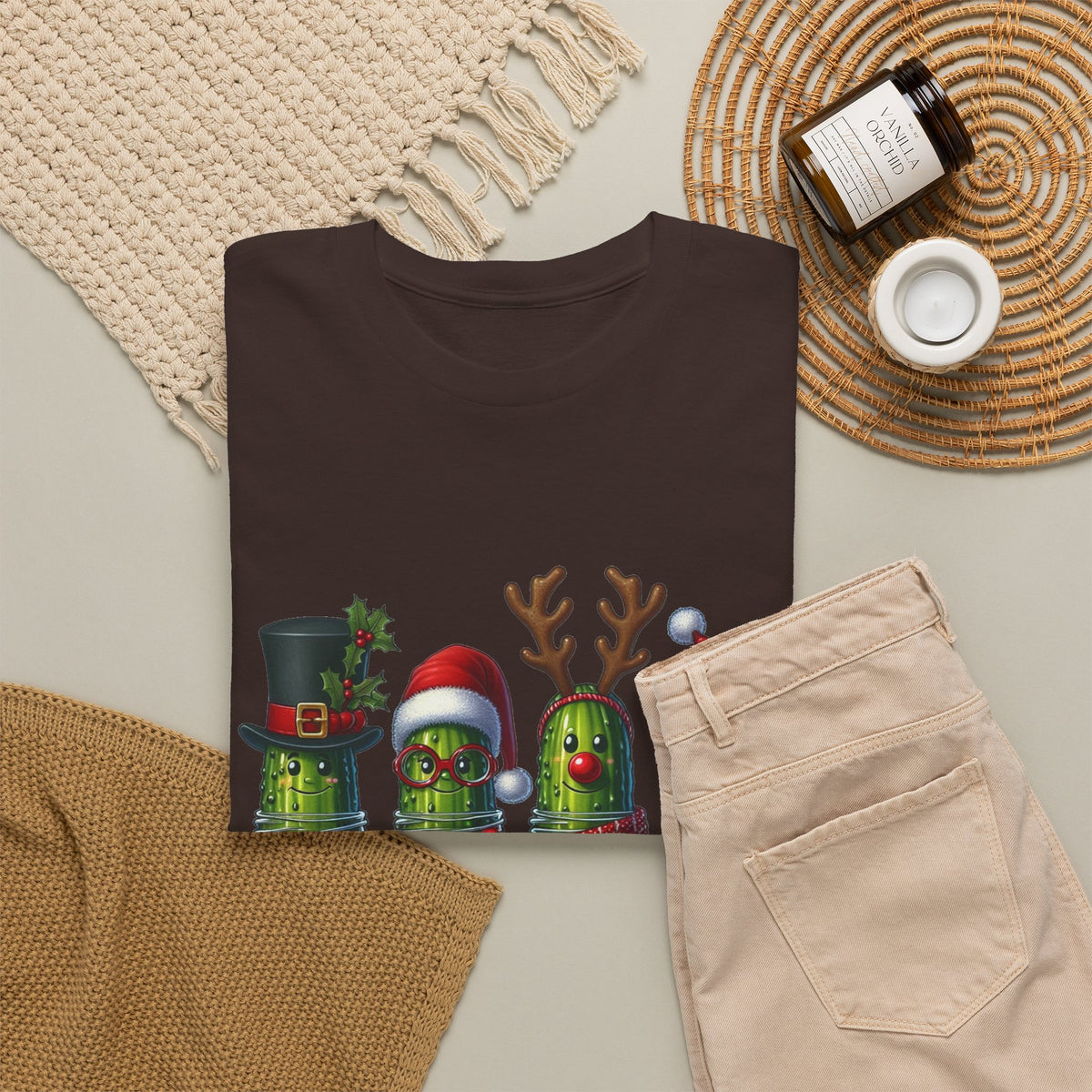 Christmas Pickle Family T-Shirt — Festive Ornament Lights Holiday Tee