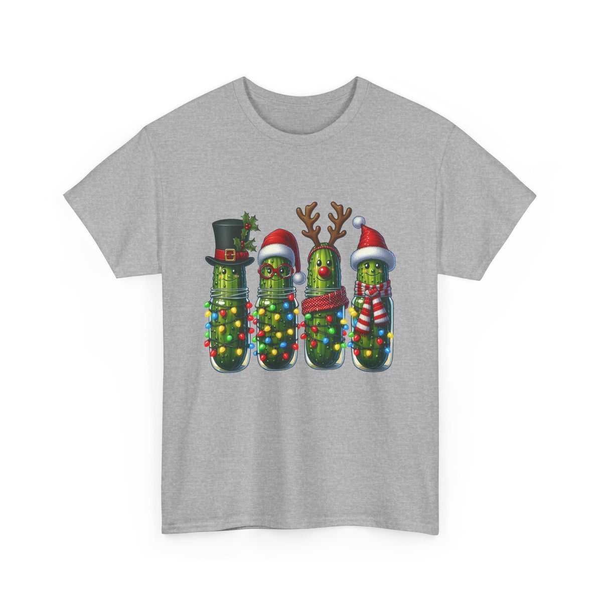 Christmas Pickle Family T-Shirt — Festive Ornament Lights Holiday Tee
