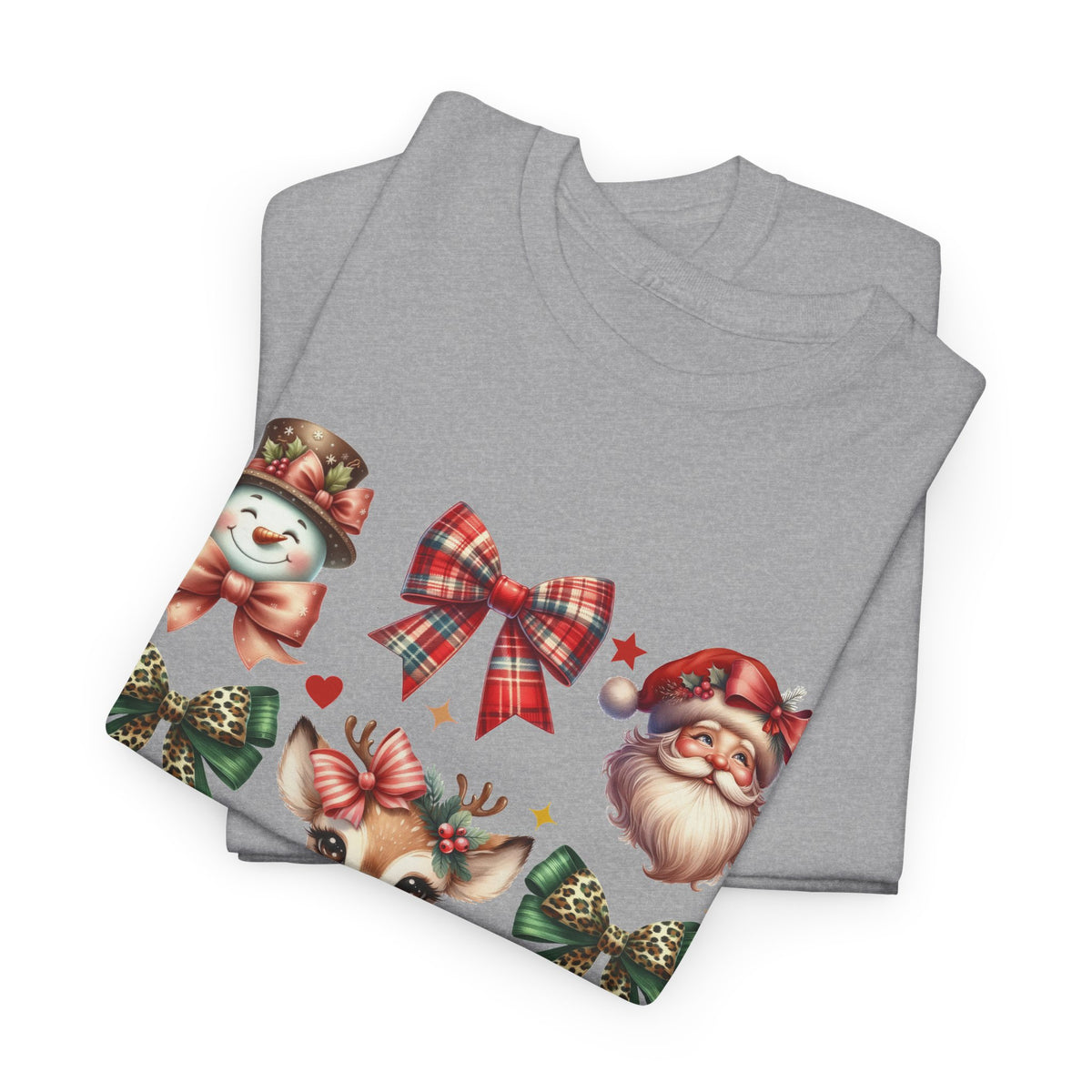 Christmas Characters and Bows Holiday T-Shirt