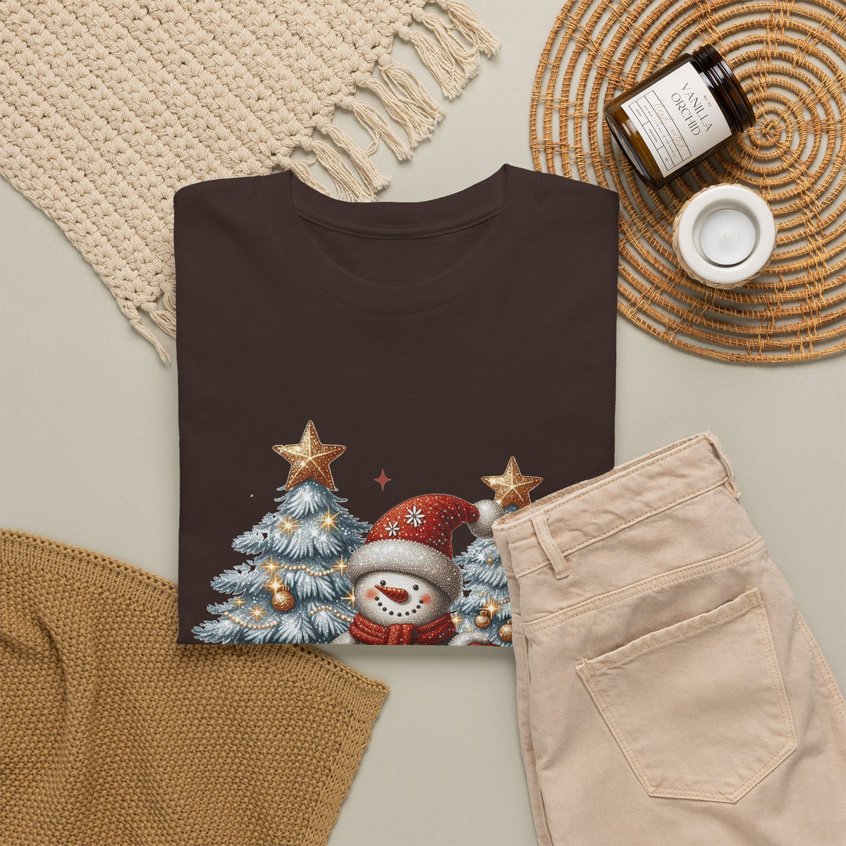 Merry and Bright Christmas Snowman T-Shirt