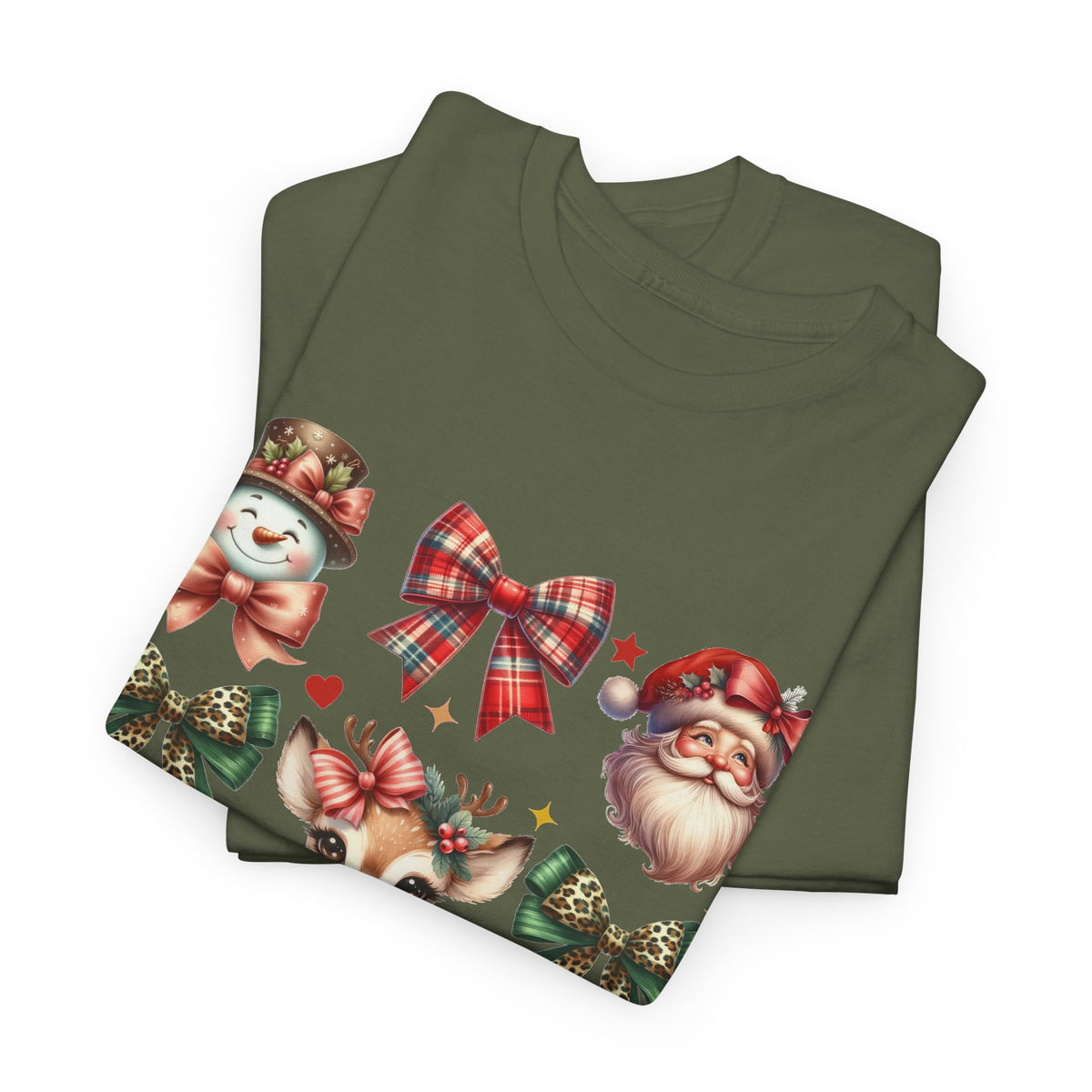 Christmas Characters and Bows Holiday T-Shirt