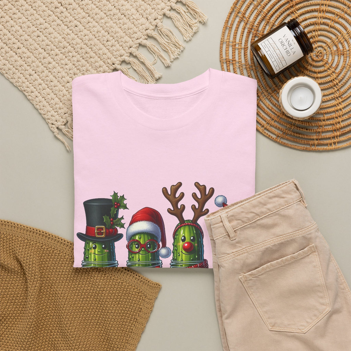 Christmas Pickle Family T-Shirt — Festive Ornament Lights Holiday Tee