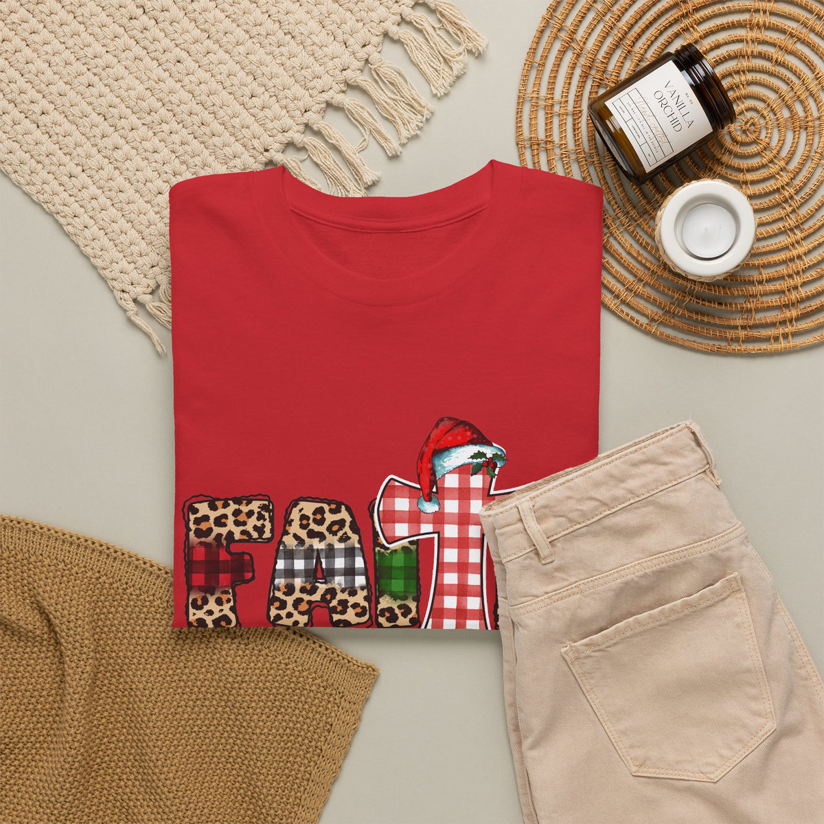 Mama Graphic Tee — Leopard & Buffalo Plaid Christmas Cross Shirt
