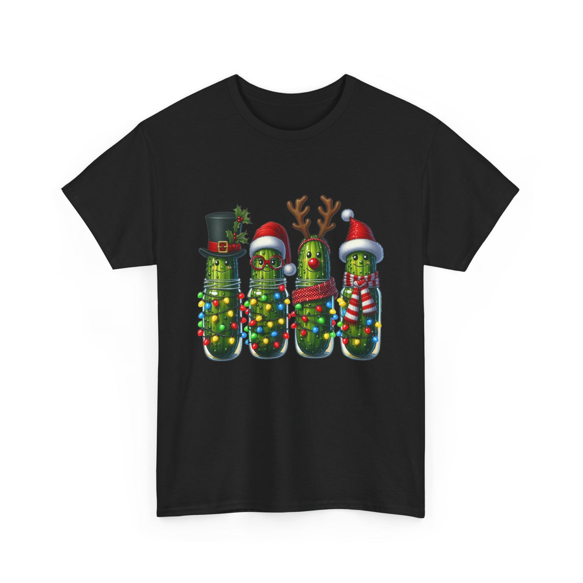 Christmas Pickle Family T-Shirt — Festive Ornament Lights Holiday Tee